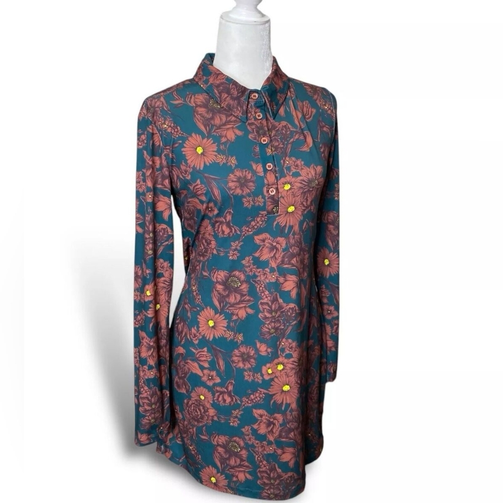 Zara Dress Floral Print Long Sleeve Collared Dress Size S
